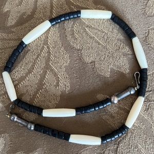 Chocker and ankle bracelet handmade of horn bone.